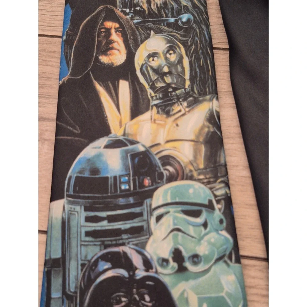 WallyWear Star Wars Mens Tie Blue Black Character Collage Darth Vader Luke VTG
